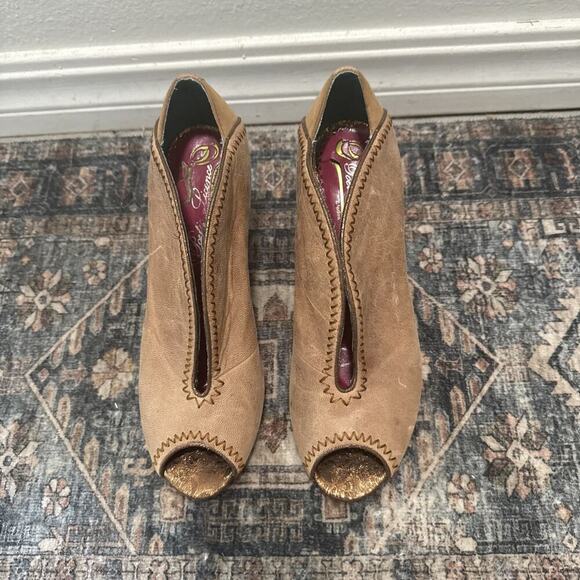 Poetic Licence London Brown Leather shoe boot Vintage Vibe Sandstone 8.5 /39.5 - Picture 2 of 6